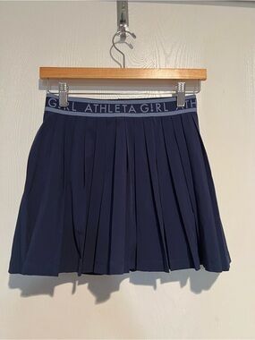 Athleta Girl Pleat Perfect Tennis Golf Skort Skirt Navy Blue sz 14